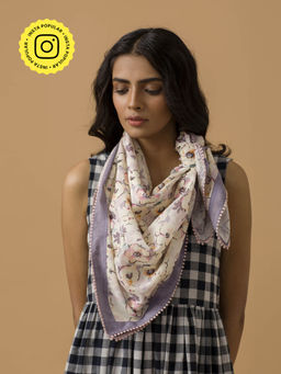 Ancestry - Ivory Spring Bloom Chanderi Scarf