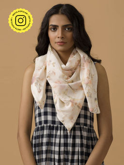 Ancestry - Ivory Floral Chanderi Scarf