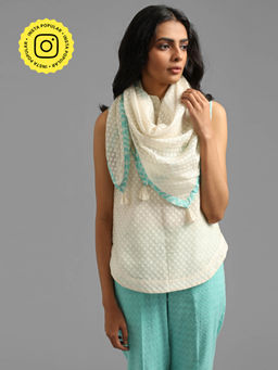 Ancestry - Ivory Girih Scarf With Tassels