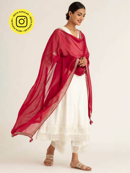 Ancestry - Red Frida Organza Dupatta