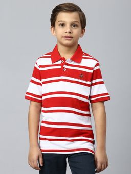 Beverly Hills Polo Club - Little Big Yarn Dye Stripe Polo T-Shirt-Red