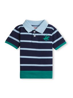 Beverly Hills Polo Club - Striper King of Day Polo T-Shirt-Navy Blue