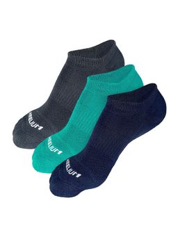 Heelium - Bamboo Zero Ankle Socks for Men - Odour Free - 3 Pairs - Teal - Grey - Navy Blue