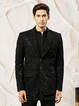 Vastramay - Mens Georgette Floral Embroidered Sequinned Blazer