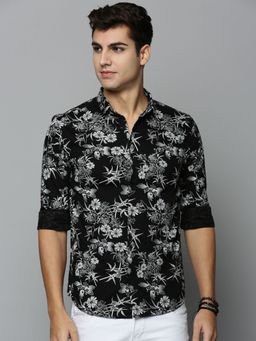 SHOWOFF - Mens Spread Collar Black Printed Shirt
