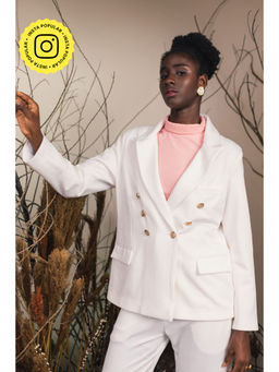 House of Fett - White Rochester Coat with Gold Button