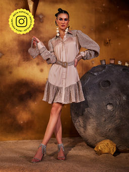 House of Fett - Beige Orion Shirt Dress With Belt (Set of 2)
