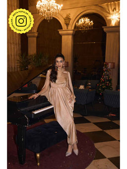House of Fett - Aurelia Drape Rose Collar Gown