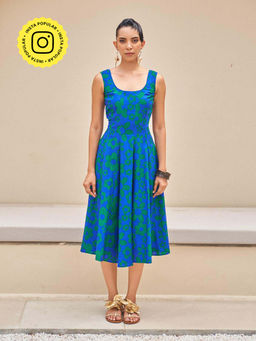 House of Fett - Ikigai Floral Blue Dress