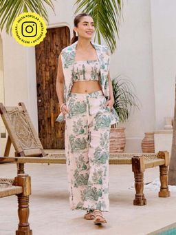 House of Fett - Josas Green Toile Printed Pant