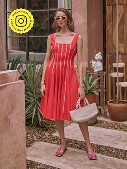 House of Fett - The Townie Fit And Flare Piping Dress - Orange