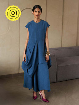 House of Fett - Lazuli Teal Draped Tunic - Blue