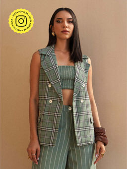 House of Fett - Green Sage Plaid Blazer