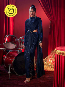 House of Fett - Tiara Cutout Gown - Navy Blue