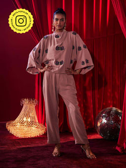 House of Fett - Womens Embroidered Pink Shirt with Pant