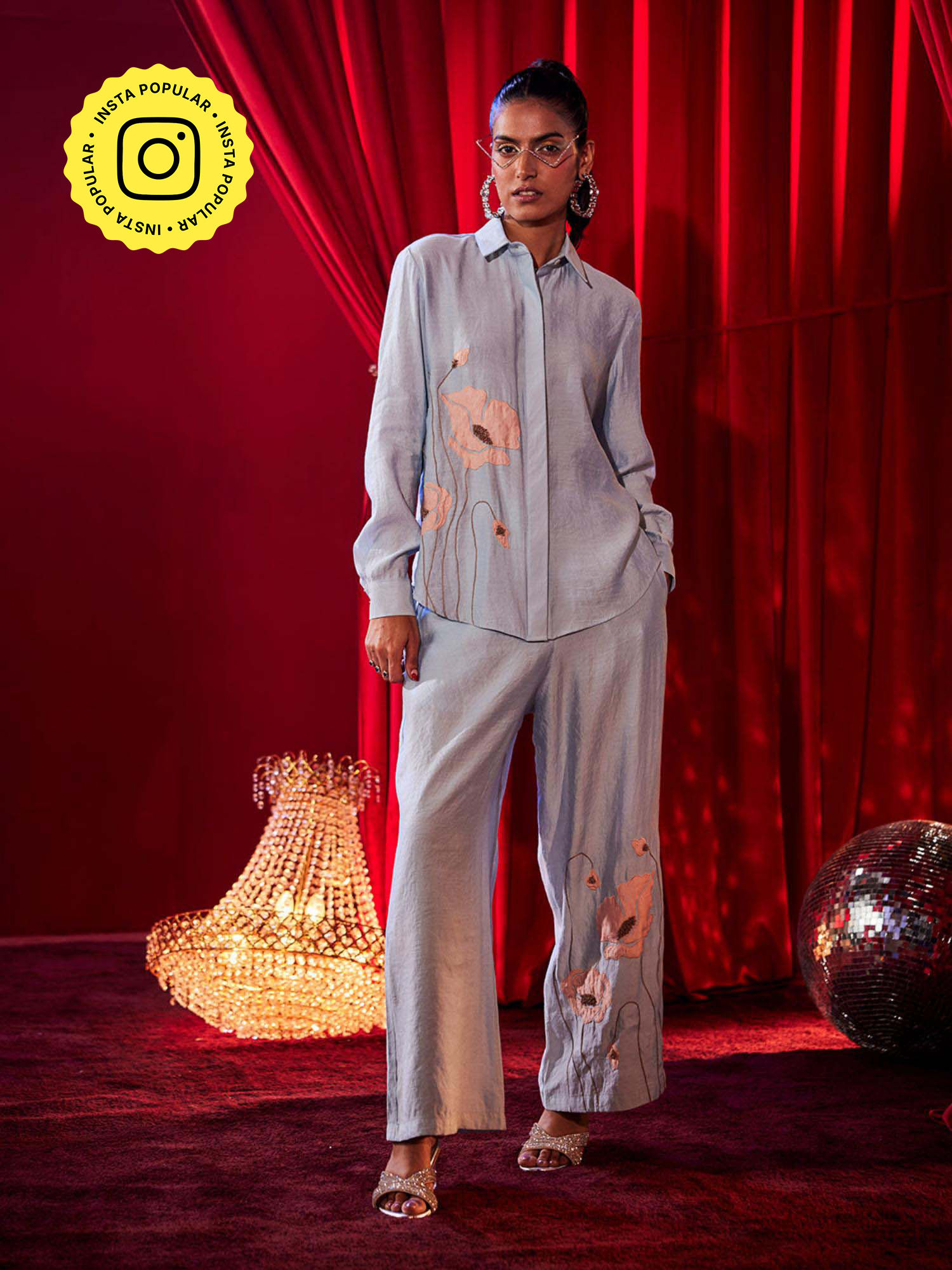 Womens Embroidered Blue Co-Ord Set-picture-21