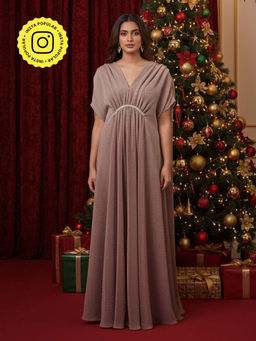 House of Fett - Galaxy Shimmer V Neck Kaftan Maxi Dress