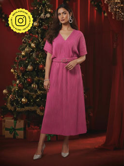 House of Fett - Crushed Knits Long Comfort Dress With Belt