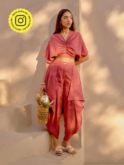 House of Fett - Baku Linen Pink Top with Pant Co-Ords