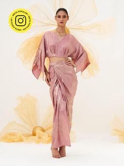 House of Fett - Womens Ballet Blush Drape Pink Maxi Skirt