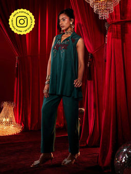 House of Fett - Jade Green Solid Straight Fit Pants