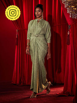 House of Fett - Belrose Pleated Green Gown Bodycon Dress