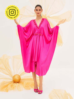 House of Fett - Roseate Pink Kaftan Dress With Belt