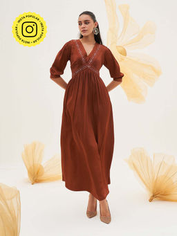 House of Fett - Cocoa Mosaic Brown Maxi Dress
