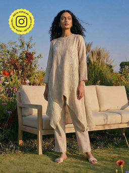 House of Fett - Beige Linen Kurta with Pant