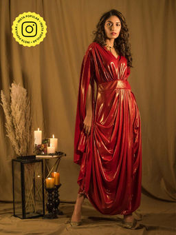 House of Fett - Le Bain Red Metallic Gown