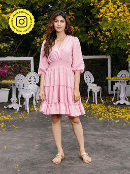 House of Fett - Lyon Pink Tiered Dress