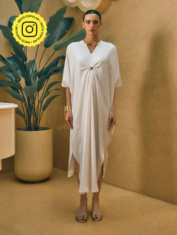 House of Fett - Crystalline Kaftan White Midi Dress