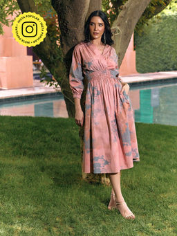 House of Fett - Candy Cloud Cotton Pink Midi Dress