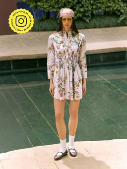 House of Fett - Bokeh Printed Ivory Mini Dress