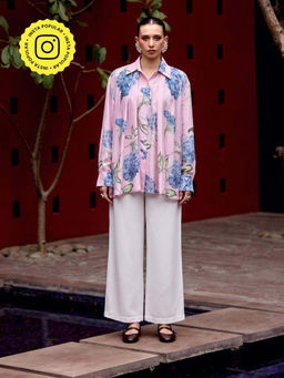 House of Fett - Floral Clouds Crepe Pink Shirt