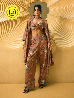 House of Fett - Magnolia Adele Ruched Brown Crop Top
