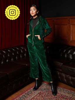 House of Fett - Zion Green Velvet Tracksuit with Pant