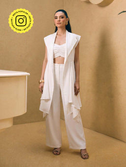 House of Fett - White Vanilla Ruched Strappy Crop Top
