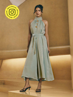 House of Fett - Green Ocean Mist Resortwear Jumpsuit with Belt