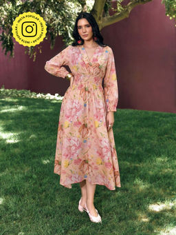 House of Fett - Pink Cotton Printed Dress