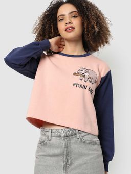 Campus Sutra - Womens Navy Blue Printed Sweatshirt