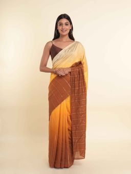 Suta - Mustard Embellished Liva Saree