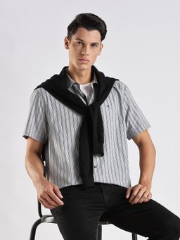 Calvin Klein - Grey Stripes Relaxed Fit Shirt