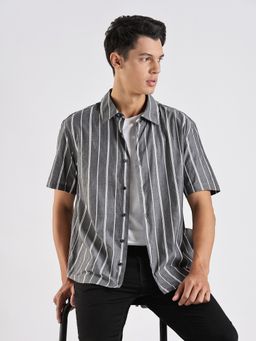 Calvin Klein - Charcoal Stripes Relaxed Fit Shirt
