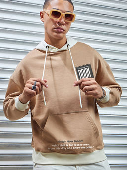 Bewakoof - Marvel Men's Brown Doom Graphic Printed Oversized Hoodies