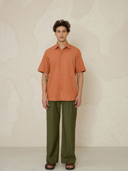 Nuvean - Rust Solid Relaxed Fit Shirt