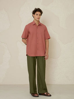 Nuvean - Taupe Solid Relaxed Fit Shirt