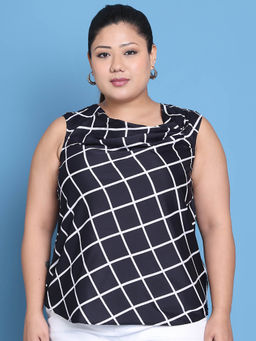 theRebelinme - Black Checks Regular Fit Top