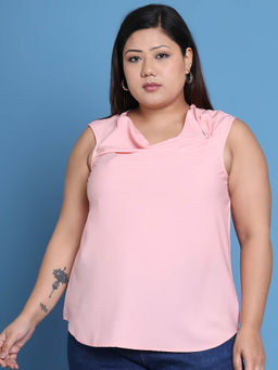 theRebelinme - Pink Solid Regular Fit Top