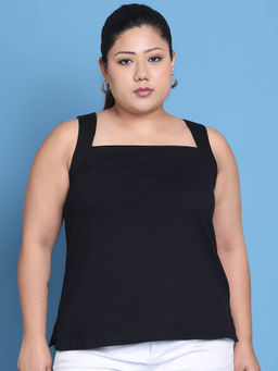 theRebelinme - Black Solid Regular Fit Top